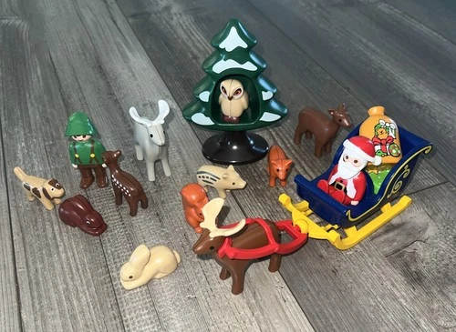 PLAYMOBIL Advent Calendar Vintage Set Santa, Tree, Animals & Elf Lot