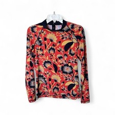 J.Crew Multicolor Hibiscus Floral Rash Guard Long Sleeve Top Shirt Size Large
