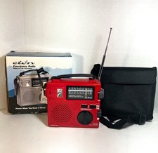 LL Bean FR-200 Emergency RADIO Short Wave AM/FM Hand Crank Eton w/ Case Red