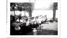 1957 Community Picnic Photograph- Cedar Lake Family Gathering & Metal Milk Can