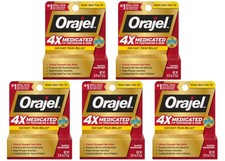 Orajel 4X Medicated For Toothache Gum Gel, 0.25 oz 5 Pack