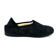 Womens 6.5-7 37 Mahabis Classic Black Wool Rubber Sole Slippers Shoes CLA-A1V1