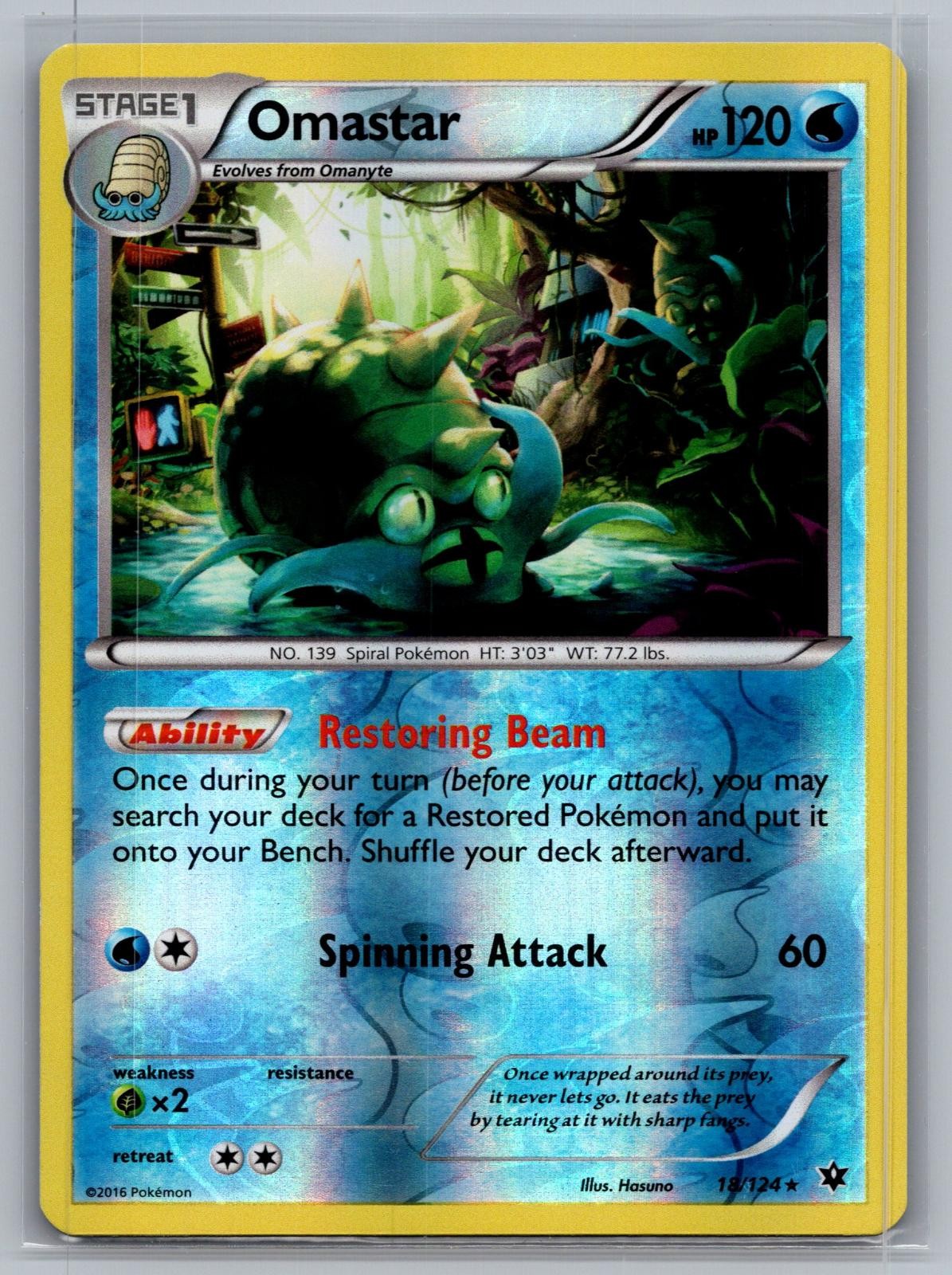Omastar 18/124 Rare Fates Collide Pokemon Reverse Holo Near Mint