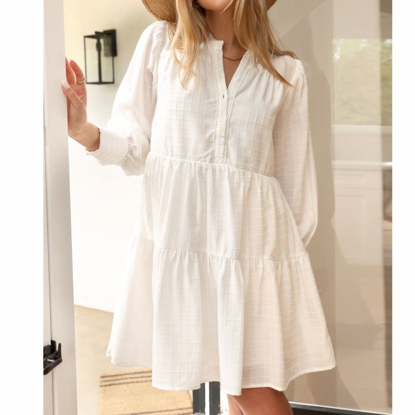 Greylin Pattern Texture Teagan Windowpane Popover… - image 2