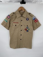Boy Scouts of America Youth Uniform Shirt Cotton Blend Beige USA Size Large