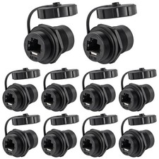 10Pcs RJ45 Connector CAT6 8P8C Panel Mount Shielded Ethernet LAN Bulkhead Eth...