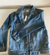 AG Adriano Goldschmied Women's Blue Denim Jacket Button Pockets Collared Size L
