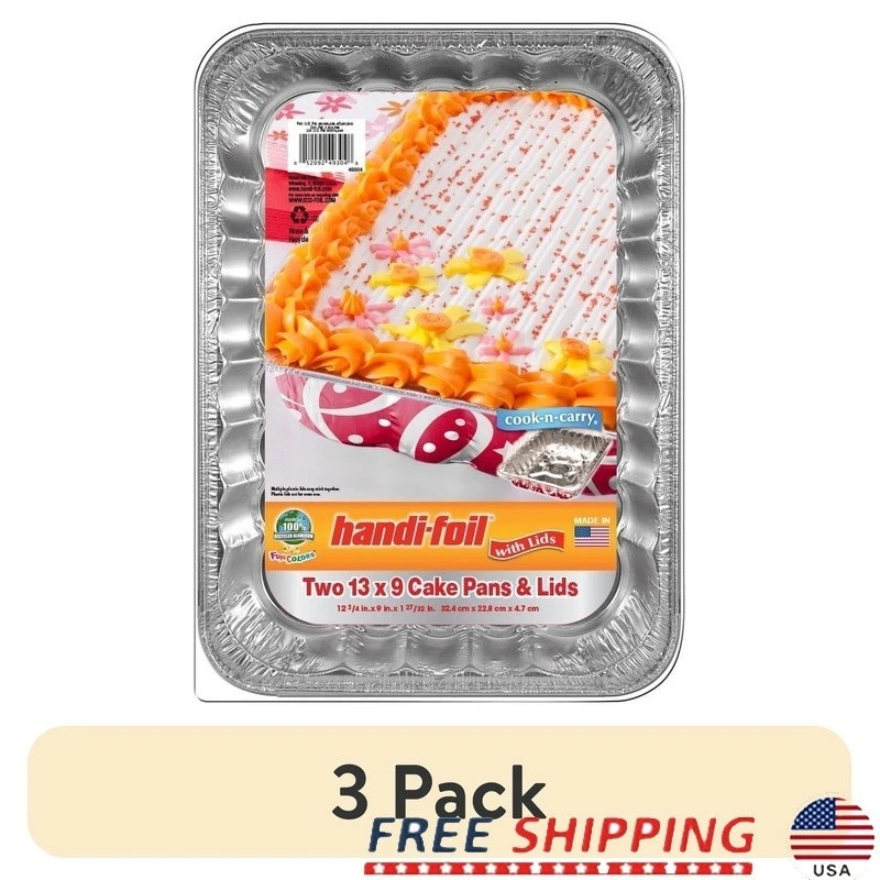 Disposable Aluminum Cake Pans W/ Lids 2 Pack All-Purpose Baking Casserole Trays