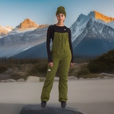 The North Face Women Freedom Insulated Bib Forest Olive NF-0A5AD2PIB Size L NWT