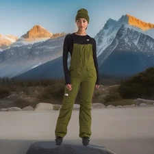 The North Face Women Freedom Insulated Bib Forest Olive NF-0A5AD2PIB Size L NWT