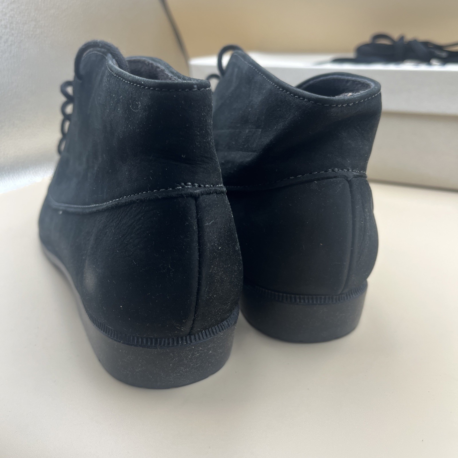 Munro Sport Demi Black Nubuck Leather Lace Up Booties | Women's 9 N Made In USA