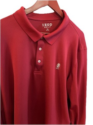 Izod Golf  XXL Long Sleeve Maroon Polo Shirt Preppy