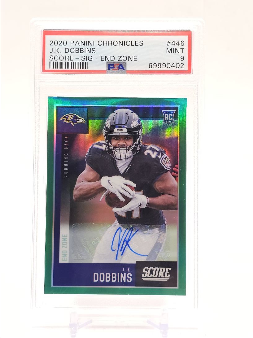 JK Dobbins Panini Chronicles Score #446 Signature-End Zone