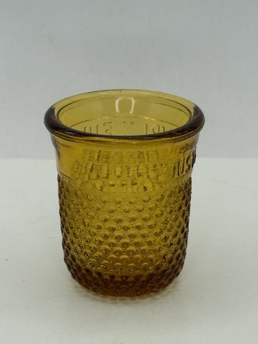 Porta stuzzicadenti vintage "Just A Thimble Full" vetro ambrato shot glass jigger - Foto 4 di 19