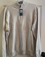 Izod Sweater Mens Large Rock Heather 1/4 Zip Long Sleeves Pullover NWT