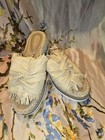 Antonio Melani Tan Raffia Knotted Fringe Slide Sandals 6.5 EXCELLENT COND RARE — photo 1