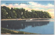 Hyde's Point Grand Isle Lake Champlain VT Vintage Linen Postcard