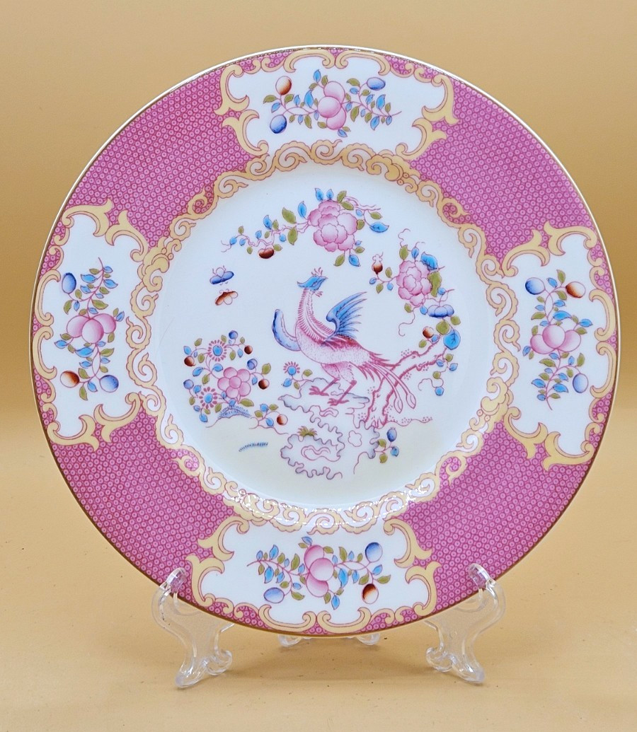 Minton Pink Cockatrice Lunch Plate Vibrant Colors 8" EC