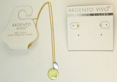 Argento Vivo Gold Over 925 Sterling Silver Necklace & Small Star Stud Earrings