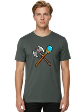 Crossed-Axe-And-Wand Mens Graphic Tee, 100% Cotton, Casual Summer Wear