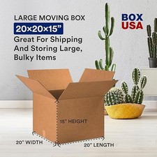 Moving Boxes Large 20"L x 20"W x 15"H 12-Pack - Corrugated Cardboard Box