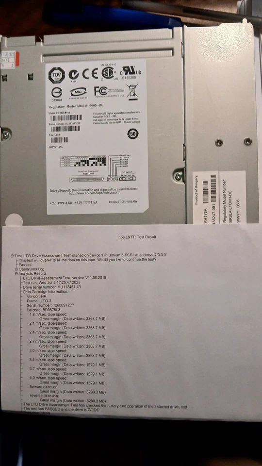 HP AH173A 435247-001 LTO-3 ULTRIUM920 TAPE DRIVE 400/800GB for MSL2024/48/96/G2 - Image 3 of 3