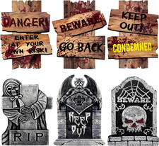 Halloween Decorations Outdoor, 6 Pack Realistic Corrugated Plastic Tombstones an
