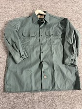 Dickies Work Shirt Mens Extra Large Blue Teal Pockets Button Up Genuine N300