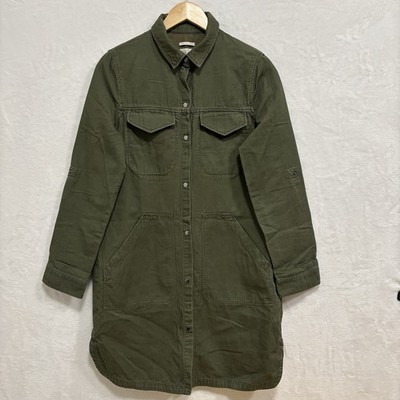 ZARA TRF Outerwear Collared Buttoned Green Long Jacket Pockets Women Size S