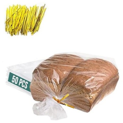 Reusable Plastic Bread Bags for Homemade 10x22''- Clear Bag with Ties For An 50