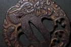 DRAGON SUKASHI TSUBA of KATANA (sword) : JYAKUSHI : EDO : 3.0 × 2.8 × 0.2 "