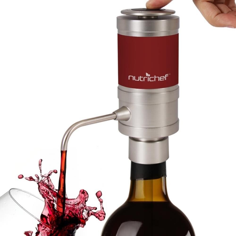 NutriChef Wine Dispenser, Automatic Electric Wine Aerator Pourer for Red & White
