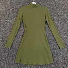 Reformation Dress Womens Medium Green Long Sleeve Turtleneck Tencel Spandex USA