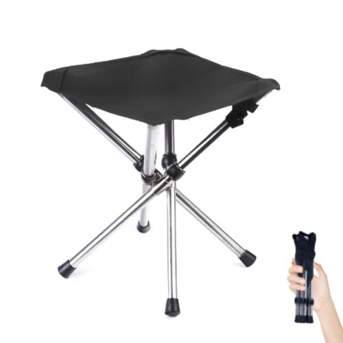 Camping Stool Small Retractable Folding Chair Foot Rest Stainless Steel Compa...