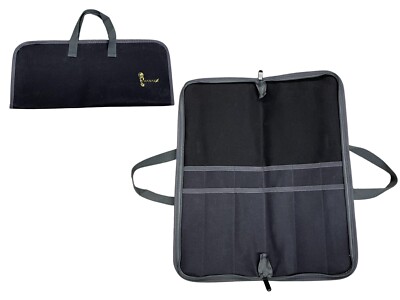 19 in Black Waxed Canvas Zippered Knife Bag   Tool Organizer Case Only No Knives
