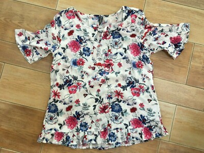 MULTIBLU *Modische Bluse Tunika Rüschenarm bunt Gr 38  fast neu chic-edel* 