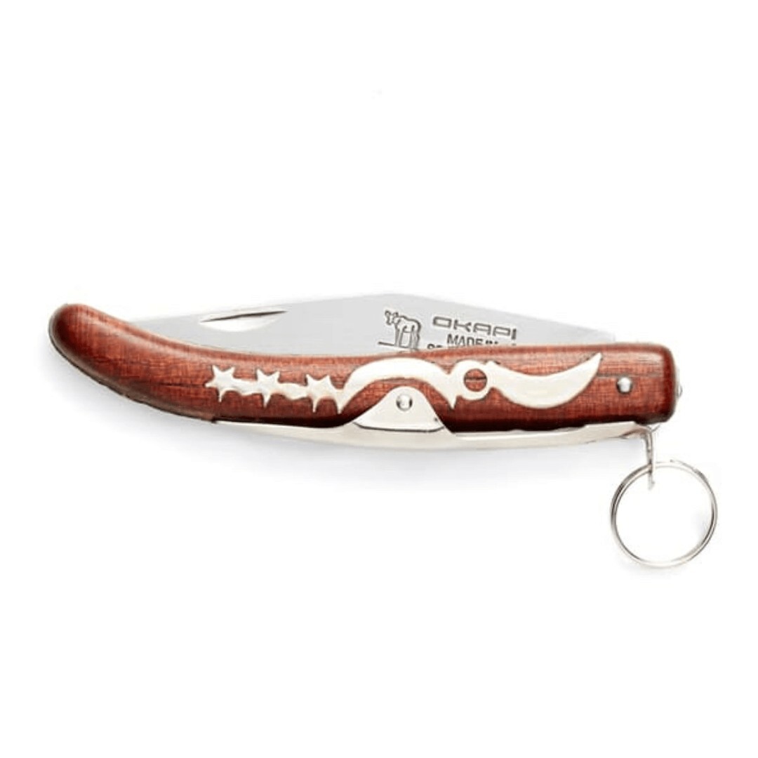 Okapi KO9070 Keyring Lock Brown Handle Folding Pocket Knife for