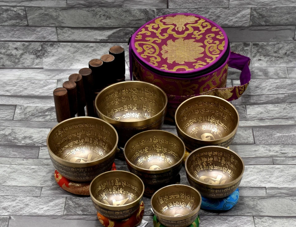 Singing Bowl Set of 7-Tibetan Chakra Healing Bowl Bowl Set-Full Mantra Bowl Set - Image 4 of 4