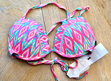 SHADE  SHORE WOMEN'S SHORE LIGHT LIFT HALTER BIKINI TOP PINK SEA FOAM 34C NEW 