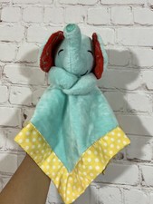 Fisher Price Elephant Lovey Baby Security Blanket Blue Red Yellow White Minky