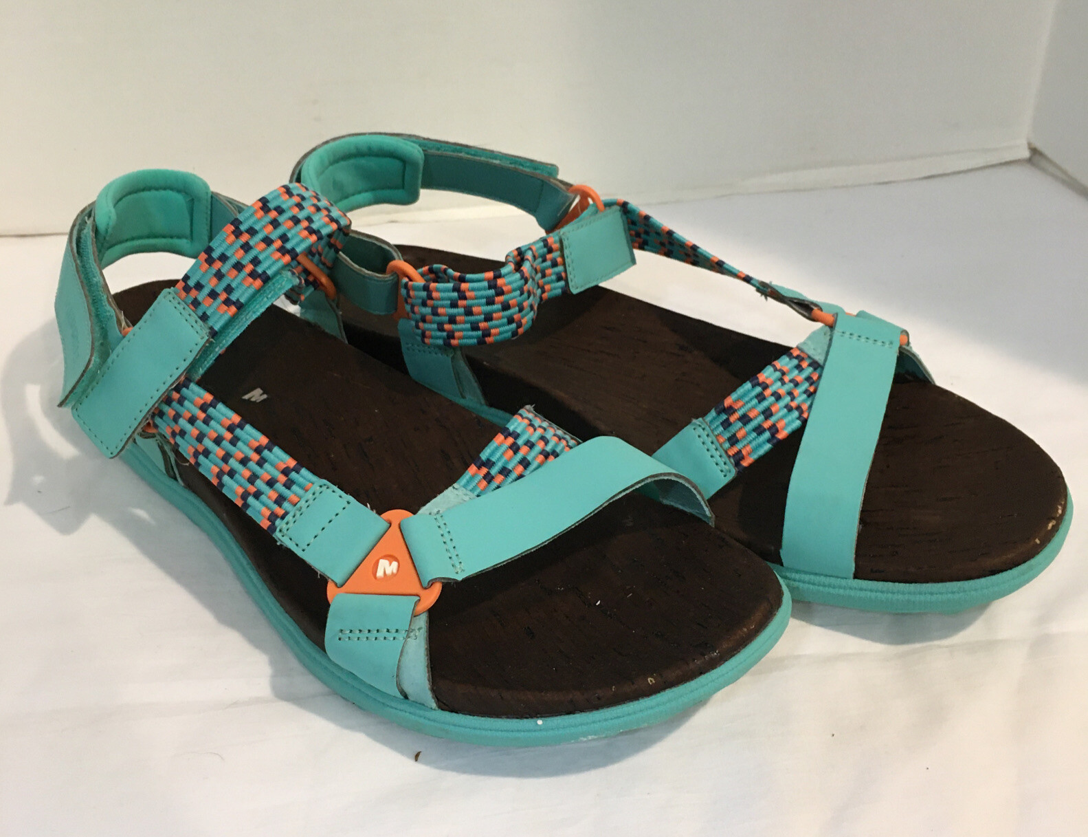 Merrell Around Town Sunvue sandali donna taglia 11 passeggio escursionismo turchese usati in ottime condizioni