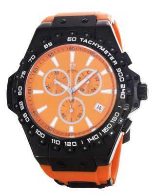 Aqua Master Men's W#337 Orange Chronograph Dial Silicone Quartz Watch