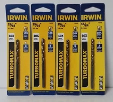 Irwin 73315 Turbomax Straight Shank Drill Bit, 15/64" Lot of 4