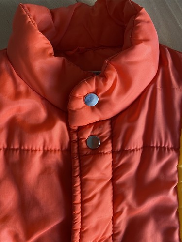 Vtg Montgomery Ward Quality Outerwear Size S Zipper Front Padded Orange Yellow - Picture 10 of 10