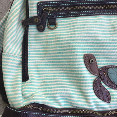 Chala Sea Turtle Convertable Backpack Purse Green Stripe  display picture 3
