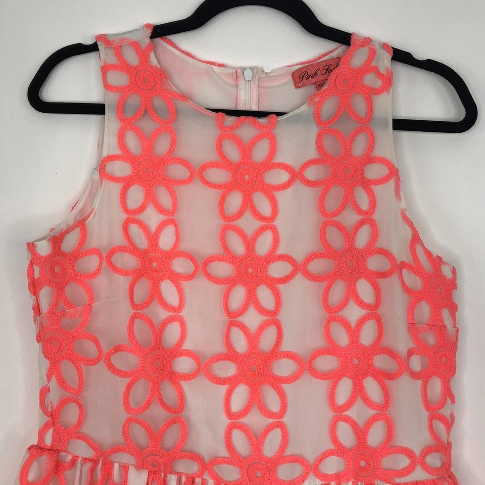 Womens PINK SODA Party Pink White Sleeveless Fit Flare Dress Size UK 12 - Image 4 of 4