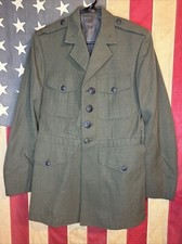 90 s USMC U.S. MARINE CORPS POLY/WOOL DRESS ALPHA GREEN JACKET USMC 8837
