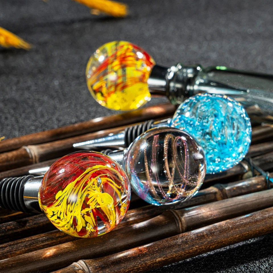Handmade Artistic Murano Glass Wine Bottle Stopper - 1 PC Foto 3 de 4