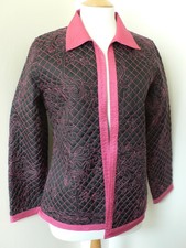S/m Pink And Black Quilted Jacket By Chico's