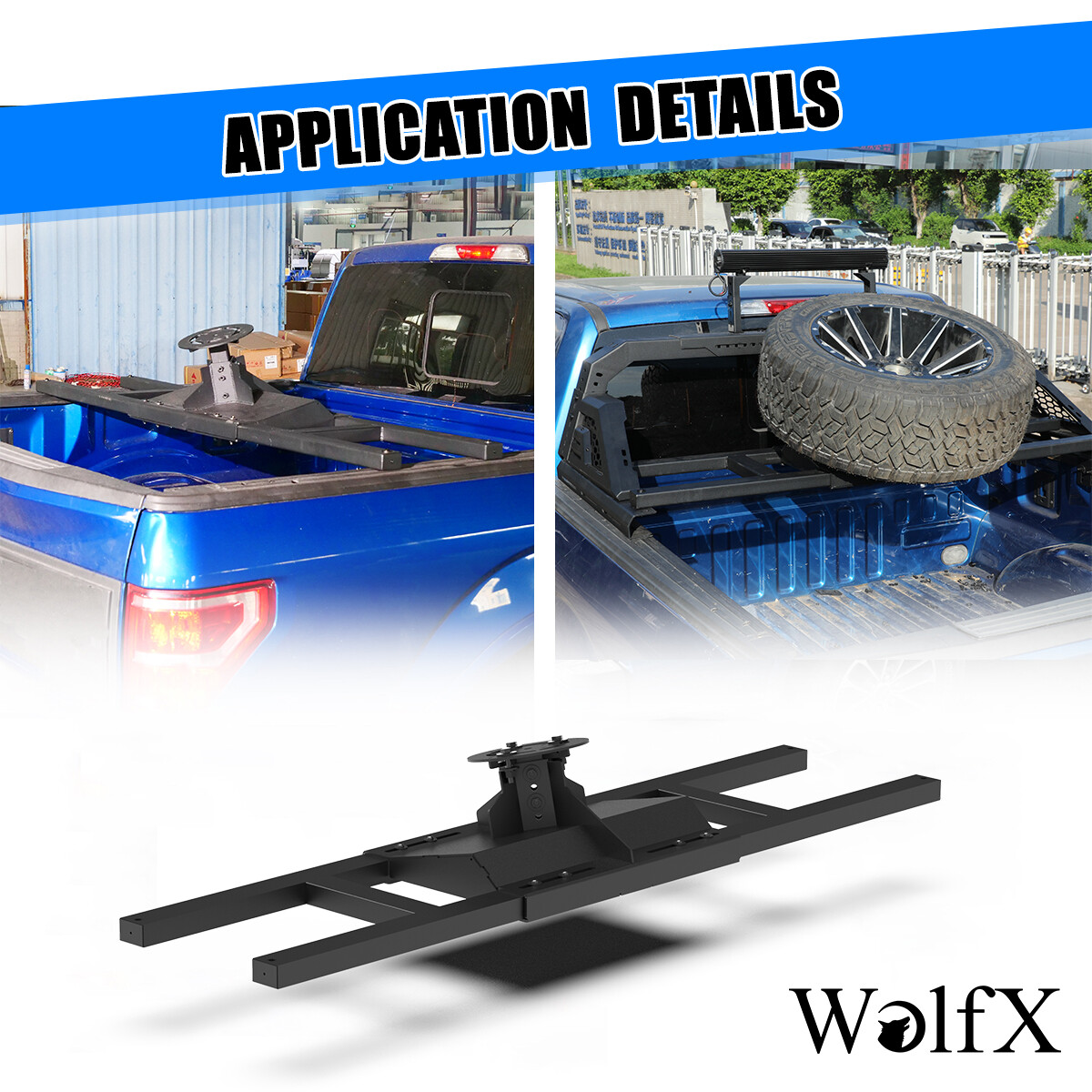 Heavy-Duty Black Steel Spare Tire Carrier for Dodge Chevy Ford Toyota Nissan GMC Trucks